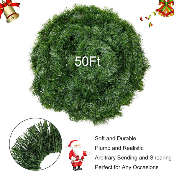 Christmas Garland for Outdoor/Indoor Decoration, Soft Greenery Artificial Garland Decorations, Non-lit Green Xmas Garlands Perfect for Party Home Garden and Holiday Festival Decor, 50 Feet 2 Pack Christmas Garland for Outdoor/Indoor Decoration, Soft Greenery Artificial Garland Decorations, Non-lit Green Xmas Garlands Perfect for Party Home Garden and Holiday Festival Decor, 50 Feet 2 Pack