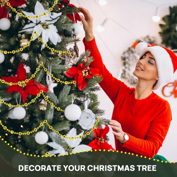 98 Feet Christmas Tree Beads Garland, Artificial Gold Beaded Garland for Christmas Tree DIY, Diamond-Shaped Beads Garland for Christmas Wreath, Xmas Party Table, Wedding Holiday Decoration(Gold) 98 Feet Christmas Tree Beads Garland, Artificial Gold Beaded Garland for Christmas Tree DIY, Diamond-Shaped Beads Garland for Christmas Wreath, Xmas Party Table, Wedding Holiday Decoration(Gold)