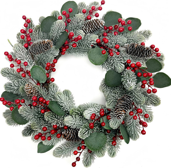 Artificial Christmas Wreath 20 Inch Christmas Wreaths for Front Door Winter Wreath with Pine Needles Pine Cones Eucalyptus Leaves Red Berries for Xmas Doors Walls Fireplaces Winter Holidays Artificial Christmas Wreath 20 Inch Christmas Wreaths for Front Door Winter Wreath with Pine Needles Pine Cones Eucalyptus Leaves Red Berries for Xmas Doors Walls Fireplaces Winter Holidays