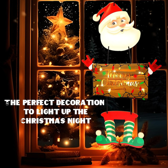 Christmas Hanging Decor, Charming Santa Claus Wooden Door Sign, Light-up Merry Christmas Sign,Winter Advent Xmas Decoration for Indoor Walls, Windows and Outdoor Hallways (Batteries Not Included) Christmas Hanging Decor, Charming Santa Claus Wooden Door Sign, Light-up Merry Christmas Sign,Winter Advent Xmas Decoration for Indoor Walls, Windows and Outdoor Hallways (Batteries Not Included)