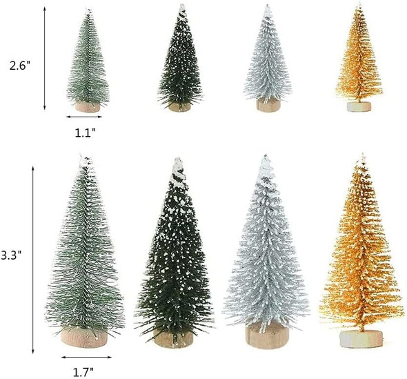 Miniature Pine Trees 8 Pcs Sisal Frosted Christmas Trees Snow-Covered with Wood Base Christmas Tree Set Tabletop Trees for Miniature Scenes, Christmas Crafting and Designing, Mixed Size Miniature Pine Trees 8 Pcs Sisal Frosted Christmas Trees Snow-Covered with Wood Base Christmas Tree Set Tabletop Trees for Miniature Scenes, Christmas Crafting and Designing, Mixed Size