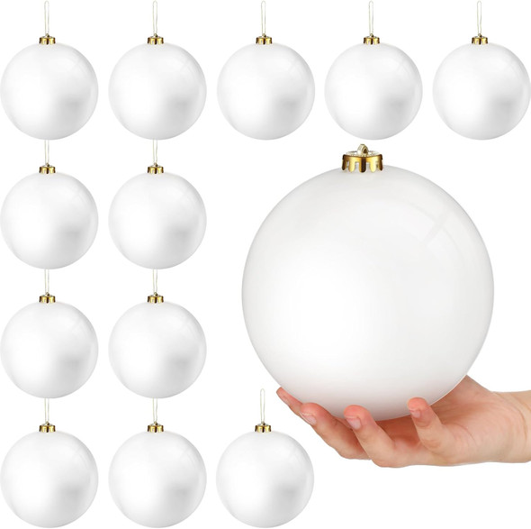 Zubebe 12 Pcs Large Christmas Ball Ornaments 6" Giant Plastic Christmas Ball Outdoor Hanging Decorations UV and Water Resistant Ball for Holiday Party Decorations Christmas Tree (White) Zubebe 12 Pcs Large Christmas Ball Ornaments 6" Giant Plastic Christmas Ball Outdoor Hanging Decorations UV and Water Resistant Ball for Holiday Party Decorations Christmas Tree (White)