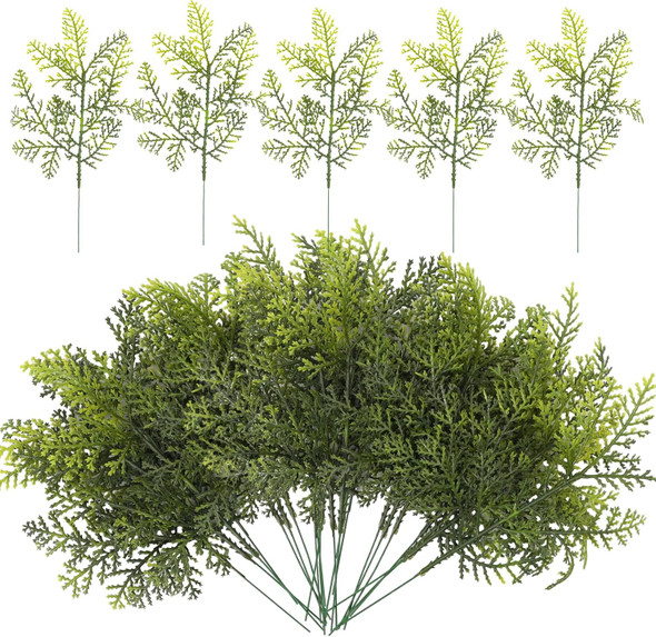 ZYP 40Pcs Artificial Pine Needles Branch,Christmas Faux Pine Needle,Artificial Faux Cedar Branch,Fake Greenery Pine Picks for Craft DIY Christmas Embellishing and Home Garden Decoration