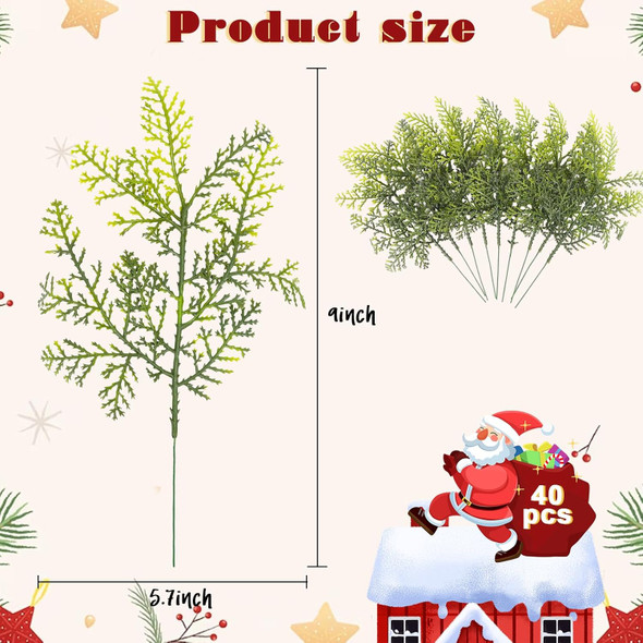 ZYP 40Pcs Artificial Pine Needles Branch,Christmas Faux Pine Needle,Artificial Faux Cedar Branch,Fake Greenery Pine Picks for Craft DIY Christmas Embellishing and Home Garden Decoration ZYP 40Pcs Artificial Pine Needles Branch,Christmas Faux Pine Needle,Artificial Faux Cedar Branch,Fake Greenery Pine Picks for Craft DIY Christmas Embellishing and Home Garden Decoration