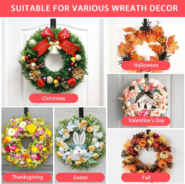 12” Wreath Hanger Over the Door Hooks, Non Scratch Wreath Door Hanger Hooks for Hanging Welcome Sign, Metal Wreath Hangers for Front Door Décor, Thin Door Hanger for Easter Halloween Home Decoration 12” Wreath Hanger Over the Door Hooks, Non Scratch Wreath Door Hanger Hooks for Hanging Welcome Sign, Metal Wreath Hangers for Front Door Décor, Thin Door Hanger for Easter Halloween Home Decoration