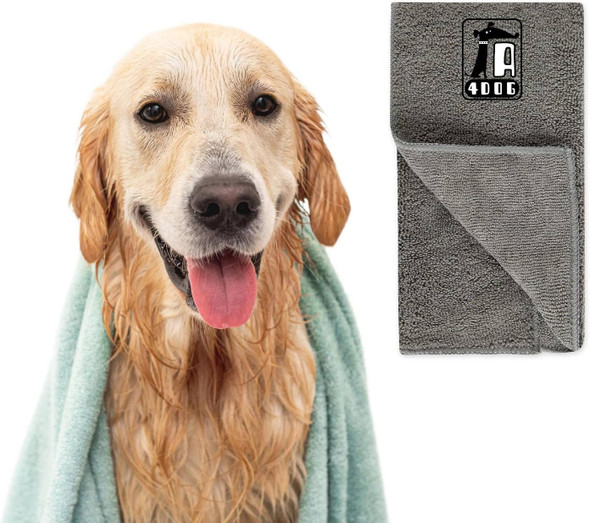 Microfiber Pet Towel - Dog Towel Super Absorbent Large Microfiber Drying Bath Towel For Dogs & Cats, 40X20 Inches, Quick Drying, Lightweight Dog Bath Towel Wrap, Gray