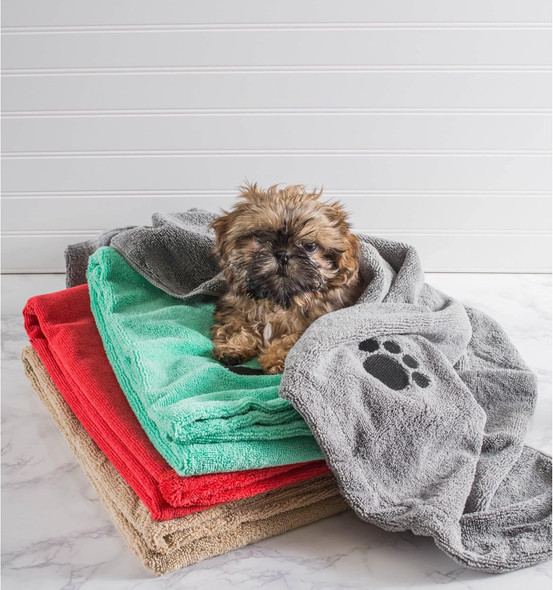 Microfiber Pet Towel - Dog Towel Super Absorbent Large Microfiber Drying Bath Towel For Dogs & Cats, 40X20 Inches, Quick Drying, Lightweight Dog Bath Towel Wrap, Gray