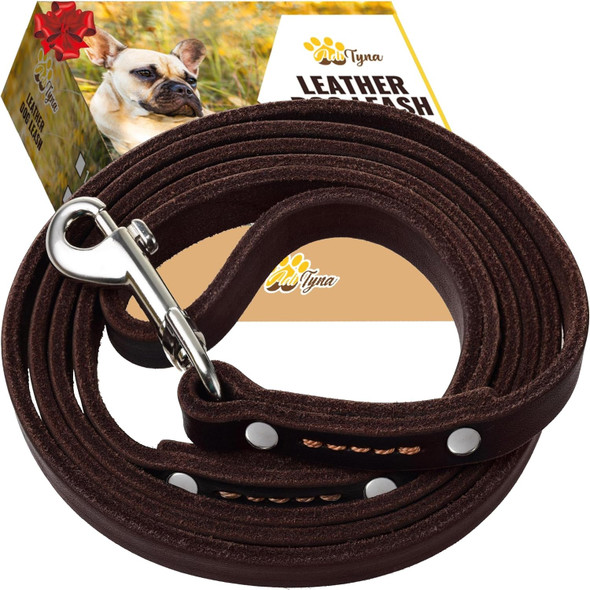 Adityna - Premium Leather Dog Leash - 6 Ft, Heavy-Duty, Soft & Strong For Small/Medium Dogs (Small: 6 Ft X 1/2, Brown)