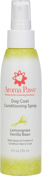 Dog Coat Conditioning Spray - Pet-Friendly Detangler Spray With Natural Essential Oils For Dogs - Daily Dog Spray To Eliminate Odors And Knots - Lemongrass Vanilla Bean - 4.5 Oz.