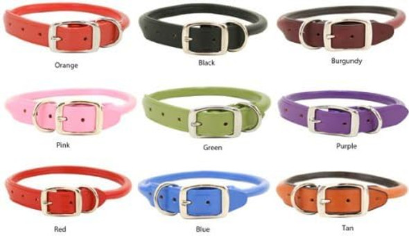 Rolled Dog Collar - Red - 16