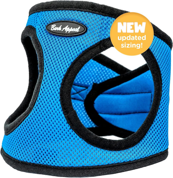 Bark Appeal Blue Step-In Dog Harness For Small-Medium Pets – Updated Sizing, Re-Measuring Is Essential – Soft Vest Harness – Anti-Choke With Adjustable Strap & Heavy Duty Clip – L
