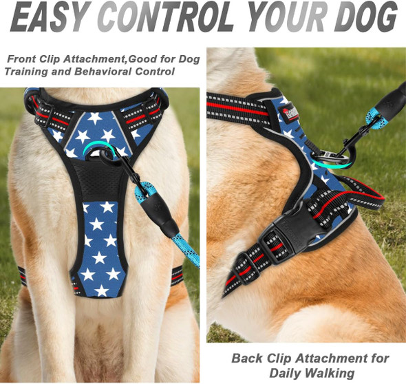 Barkbay No Pull Dog Harness Front Clip Heavy Duty Reflective Easy Control Handle For Large Dog Walking(Star,S)