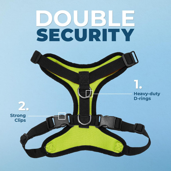 Voyager Step-In Lock Dog Harness W Reflective Dog Leash Combo Set With Neoprene Handle 5Ft - Supports Small, Medium And Large Breed Puppies/Cats By Best Pet Supplies - Lime Green/Black Trim, Xs