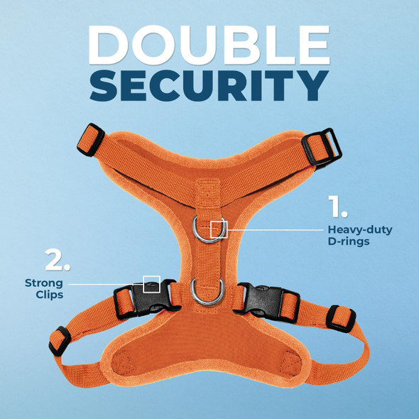 Voyager Step-In Lock Dog Harness W Reflective Dog Leash Combo Set With Neoprene Handle 5Ft - Supports Small, Medium And Large Breed Puppies/Cats By Best Pet Supplies - Orange, L