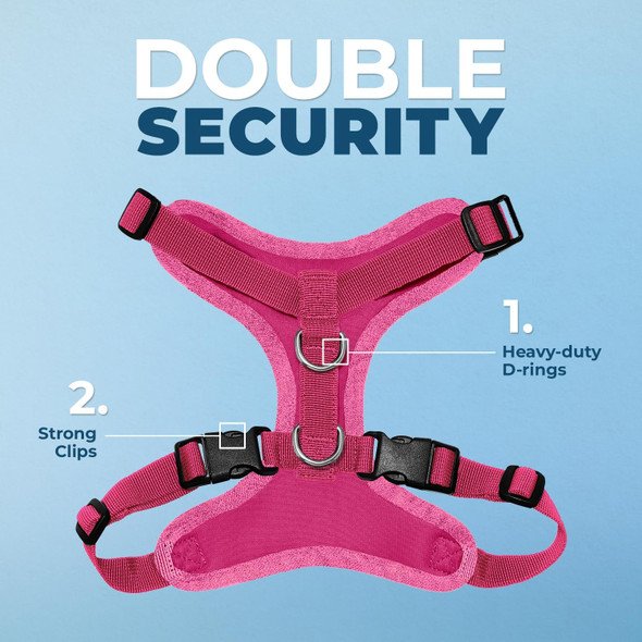 Voyager Step-In Lock Dog Harness W Reflective Dog Leash Combo Set With Neoprene Handle 5Ft - Supports Small, Medium And Large Breed Puppies/Cats By Best Pet Supplies - Fuchsia, L