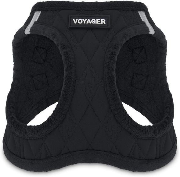 Voyager Step-In Plush Dog Harness – Soft Plush, Step In Vest Harness For Small And Medium Dogs By Best Pet Supplies - Black Plush, S (Chest: 14.5 - 16)