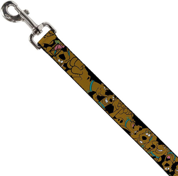 Buckle-Down Dog Leash Scooby Doo Stacked Close Up Black Available In Different Lengths And Widths For Small Medium Large Dogs And Cats, 6 Feet Long - 1/2 Wide