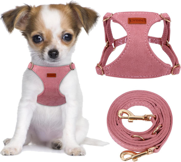 No Pull Puppy Harness And Multifunction Dog Leash Set- 8 Colors Soft Adjustable No Choke Escape Proof Cute,Lightweight Pet Vest Harness For Small And Medium Dog (Xxs, Antique Pink)