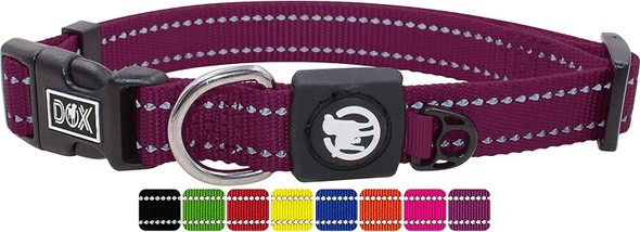 Ddoxx Reflective Nylon Dog Collar, S (Purple) - Adjustable, Strong And Comfortable Collar For Dogs With Quick Release Buckle, Durable And Visible For Safety - Dog Leash Ideal For Training And Walks