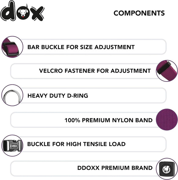 Ddoxx Nylon Step-In Dog Harness - Adjustable Chest Harness Dogs - S (Purple), Cat Uti