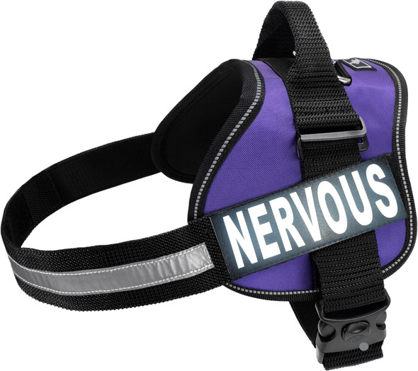Doggie Stylz Dog Harness With Removable Patches And Reflective Trim. Dog Vest Comes With 2 Nervous Reflective Hook And Loop Patches. Measure Dogs Girth Before Purchase (Girth 24 - 31 Purple) Doggie Stylz Dog Harness With Removable Patches And Reflective Trim. Dog Vest Comes With 2 Nervous Reflective Hook And Loop Patches. Measure Dogs Girth Before Purchase (Girth 24 - 31 Purple)