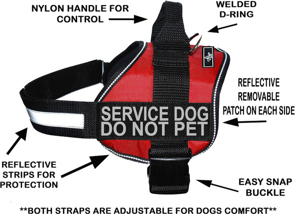 Doggie Stylz Service Dog Harness Vest Comes With 2 Reflective Service Dog Do Not Pet Patches. Please Measure Dog Before Ordering (Girth 24-31, Red)