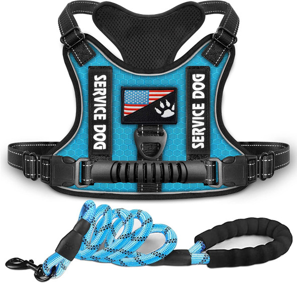 Service Dog Harness,No-Pull Reflective Pet Vest Harness And Leash Set,Adjustable Oxford Service Dog Vest With Handle,Easy Control For Small Medium Large Dogs