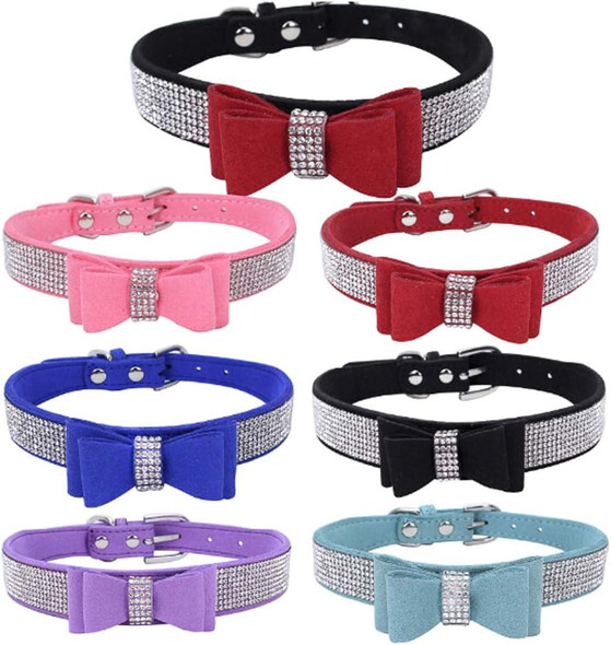 Dogs Kingdom 10-24 Length Cute Pet Dog Velvet Bow Tie Collar Puppy Cat Full Crystal Rhinestone Necklace Adjustable,Purple,M Dogs Kingdom 10-24 Length Cute Pet Dog Velvet Bow Tie Collar Puppy Cat Full Crystal Rhinestone Necklace Adjustable,Purple,M