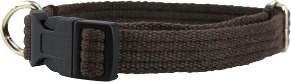 Cotton Web Adjustable Dog Collar 4 Sizes Brown (Small: Neck 11.5-15.5 Width 1/2)