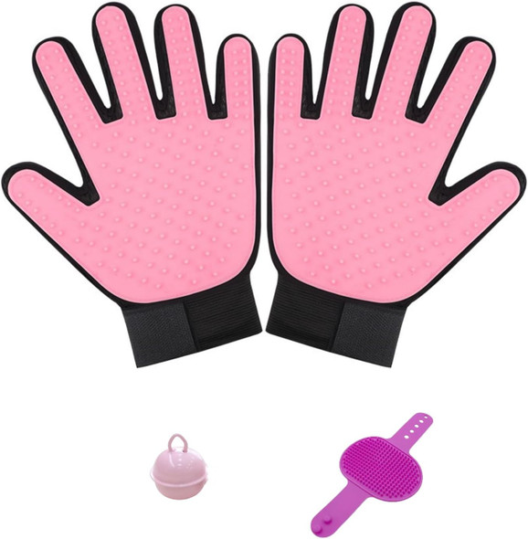 Pet Grooming Gloves For Gentle Shedding Dog Washing Gloves Efficient Pets Hair Remove Cat Gloves For Grooming Dog Bathing Gloves -1 Pair (Pink)