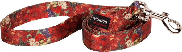 Dutchdog Amsterdam Van Gogh Red Poppies Recycled Webbing Fashion Dog Leash, 5', Red