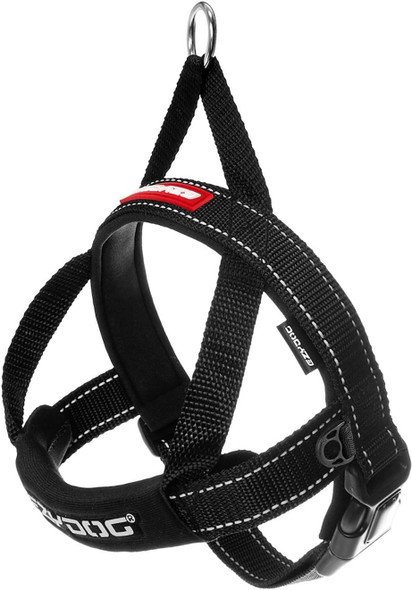 Ezydog Quick Fit No Pull Adjustable Harness Vest (Large, Black) And Ezydog Zero Shock Leash - Shock Absorbing, Control & Training Lead (48 Black)