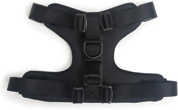 Fable Signature Harness For Dogs - Minimalist Large Black Dog Harness With Shock Absorber, Breathable Mesh, Adjustable Straps With Buckles For Flexibility, And 3 Leash Attachment Points