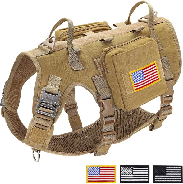 Forestpaw Dog Harness Medium Sized Dog,Tactical Dog Harness With Handle,No Pull Military Dog Harness,Service Dog Vest With Pockets Adjustable For Medium Large Dogs,Brown M