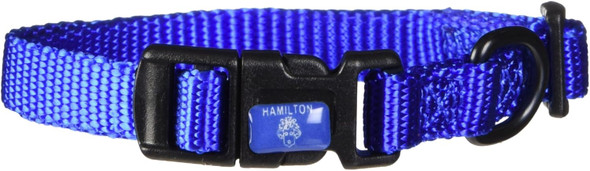 Hamilton Adjustable Nylon Dog Collar, Blue, 3/8 X 7-12