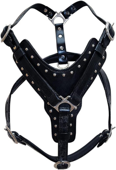 Hilason Black X Small Leather Dog Harness Padded Genuine Matching Leash X Small Black Dog Harness Dog Leash Leather Dog Leash Dog Walking Harness Dog Harness With Leash Dog Leash Harness