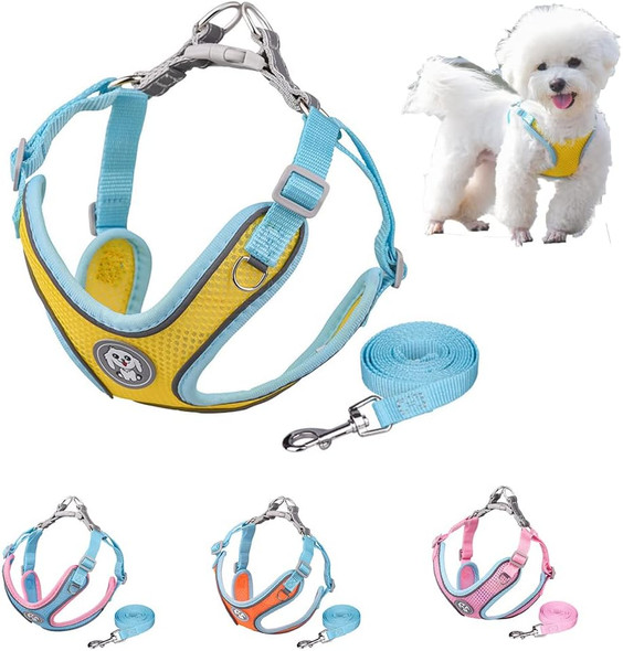 Dog Harness And Leash Step-In Air All Weather Mesh Step In Vest Harness For Small And Medium Dogs Yellow Xs