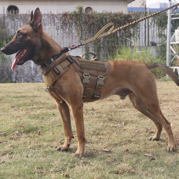 Icefang Reflective Gn3 Tactical Dog Harness With 6X Buckles,For Large Sized Dogs,Military-Style Dog Molle K9 Vest,Adjustable Pet Harness,No-Pulling Front Leash Clip (L (28-35 Chest), Brown)