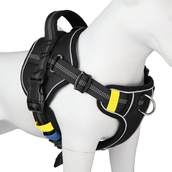 No-Pull Large Dog Harness - Tatical Dog Harness For Large Dog With Handle, dom No Pull Escape Proof Dog Vest Harness, Front Clip Reflective Adjustable Service Dog Harness(Black, Large)