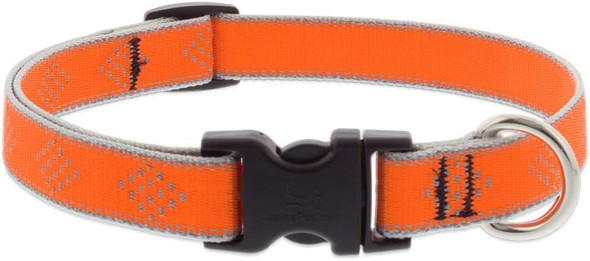 Lupine Reflective Dog Collar 3/4 Wide Orange Diamond Adjusts From 13 To 22