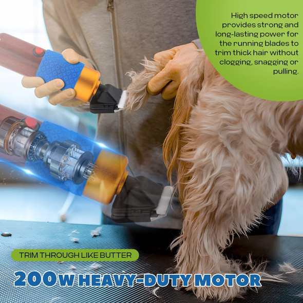Pet Grooming Clippers 200W, Plug-In With 3M Power Cord & Stepless Speed Control, Low Noise 50Db, Heavy-Duty Dog Hair Trimmer Kit With Extra Detachable Blade & 2 Limit Combs Of 4 Sizes