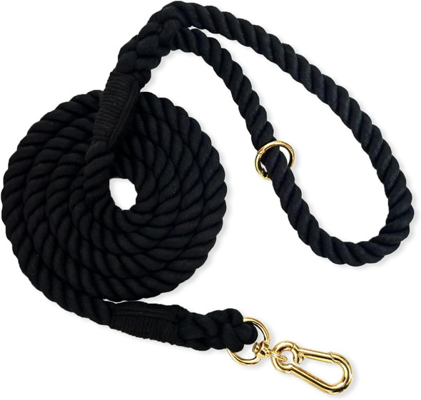 5 Ft Dog Leash Handmade Braided Cotton Rope Dog Leash For Small Medium And Large Dogs Black