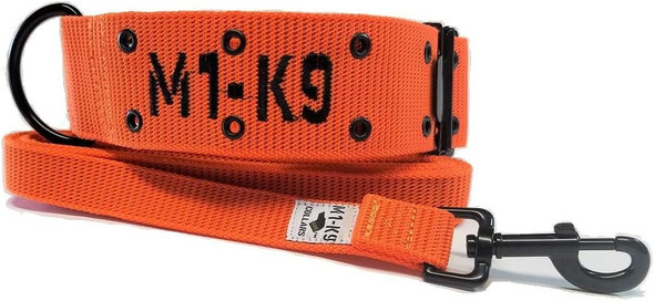 M1-K9 Tactical Dog Collar, Large Breed Military W/ 6 Ft. Leash And Utility Pouch (Gen. 3, Adj. 16-26, Safety Orange)