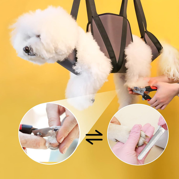 Pet Dog Grooming Hammock Harness, Dog Nail Trimming Sling Harness Hammock, Restraint Bag Claw Care Holder With Nail Clippers/Nail Trimmers/Scissors For Puppy & Cats, Large Gray Pet Dog Grooming Hammock Harness, Dog Nail Trimming Sling Harness Hammock, Restraint Bag Claw Care Holder With Nail Clippers/Nail Trimmers/Scissors For Puppy & Cats, Large Gray