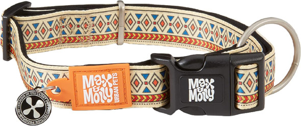 Max & Molly Tribal Mosaic Dog Collar With Safety Qr Code Dog Tag - Soft, Adjustable, & Waterproof Collar, Cute Summer Boho Designs For Both Girl And Boy Dogs & Puppies, Small