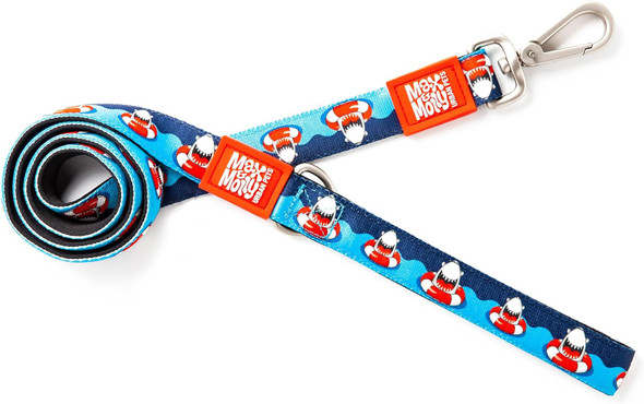 Max & Molly Classic 4 Ft Navy Blue Dog Leash - Strong, Padded, Waterproof - Stylish Patterns For Boy & Girl Dogs - Durable, Lightweight, Comfortable For Small Dogs - Sharks, Large