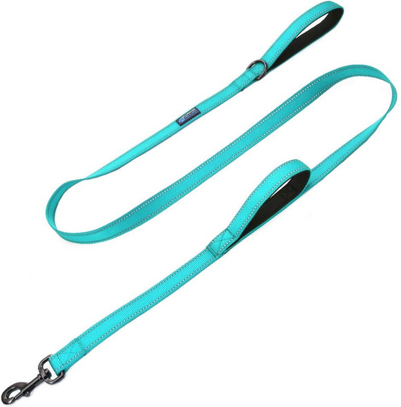 Max And Neo Double Handle Traffic Dog Leash Reflective - We Donate A Leash To A Dog Rescue For Every Leash Sold (Teal, 6 Ft)
