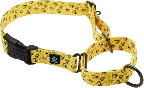 Max And Neo Patterned Martingale Dog Collar - We Donate A Collar To A Dog Rescue For Every Collar Sold (Small, Yellow Bees)