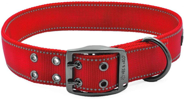 Max And Neo Max Reflective Metal Buckle Dog Collar - We Donate A Collar To A Dog Rescue For Every Collar Sold (X-Large, Red) Max And Neo Max Reflective Metal Buckle Dog Collar - We Donate A Collar To A Dog Rescue For Every Collar Sold (X-Large, Red)