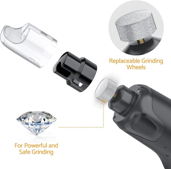 Pet Dog Nail Grinders Quiet 6-Speed Usb Rechargeable With 2 Led Lights,3 Grinding Ports Electric Dog Nail Trimmer With Dust Cap,For Large Medium Small Dogs,Nail Grinder For Dogs Claws